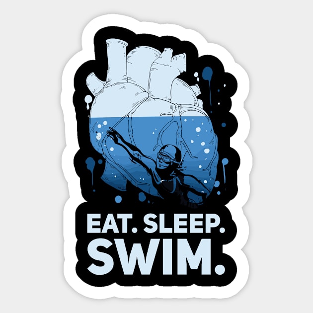 Eat Sleep Swim Water Swimmer Heart Sticker by Anassein.os